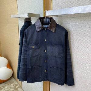 Prada navy oversized barn jacket size small